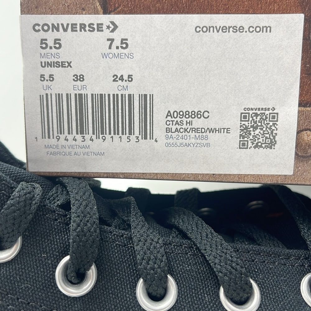 Converse WMNS Black and Red High-Top Sneakers A09886C
CTAS HI
BLACK/RED/WHITE - Picture 16 of 16